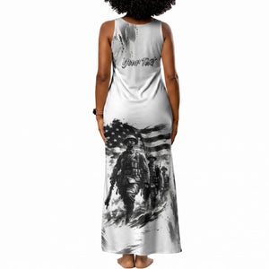 Personalized Harlem Hellfighters Tank Maxi Dress WWI African American Soldiers Monochrome Grunge Sketch Art
