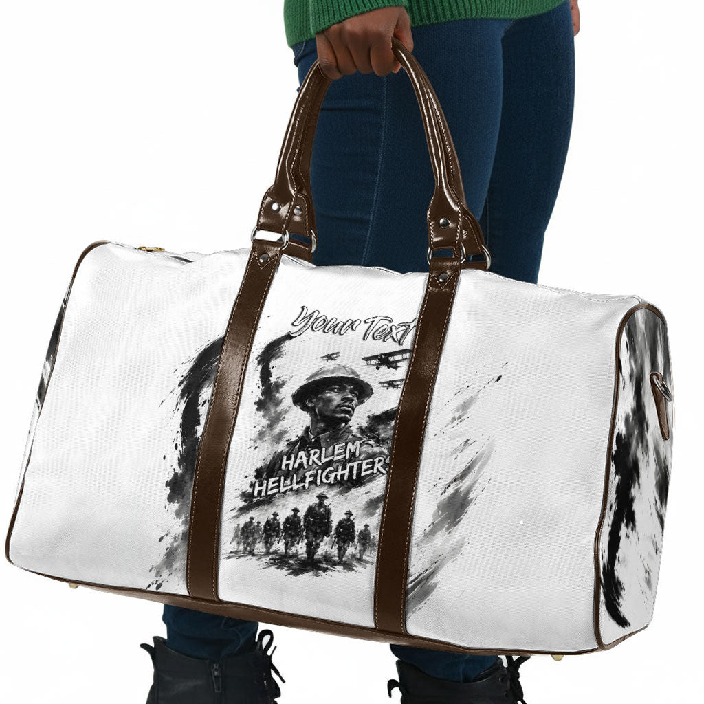 Personalized Harlem Hellfighters Travel Bag WWI African American Soldiers Monochrome Grunge Sketch Art