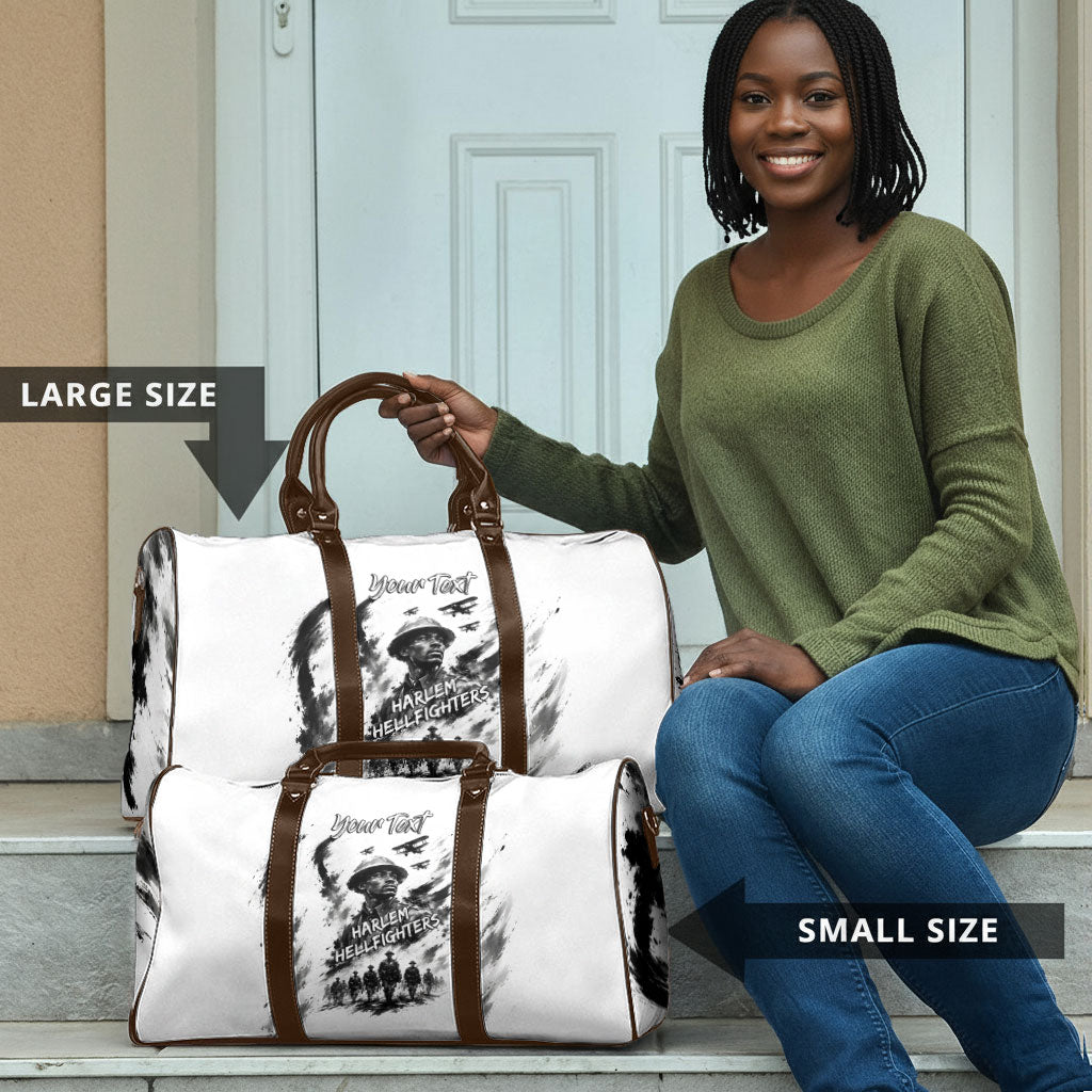Personalized Harlem Hellfighters Travel Bag WWI African American Soldiers Monochrome Grunge Sketch Art