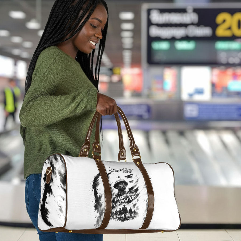 Personalized Harlem Hellfighters Travel Bag WWI African American Soldiers Monochrome Grunge Sketch Art