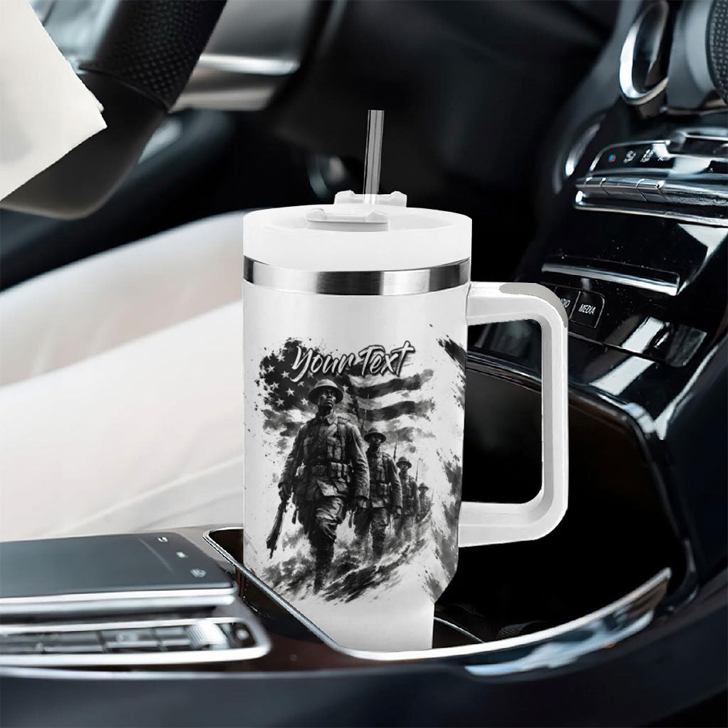 Personalized Harlem Hellfighters Tumbler With Handle WWI African American Soldiers Monochrome Grunge Sketch Art