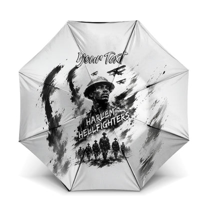 Personalized Harlem Hellfighters Umbrella WWI African American Soldiers Monochrome Grunge Sketch Art