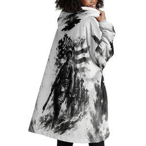 Personalized Harlem Hellfighters Wearable Blanket Hoodie WWI African American Soldiers Monochrome Grunge Sketch Art