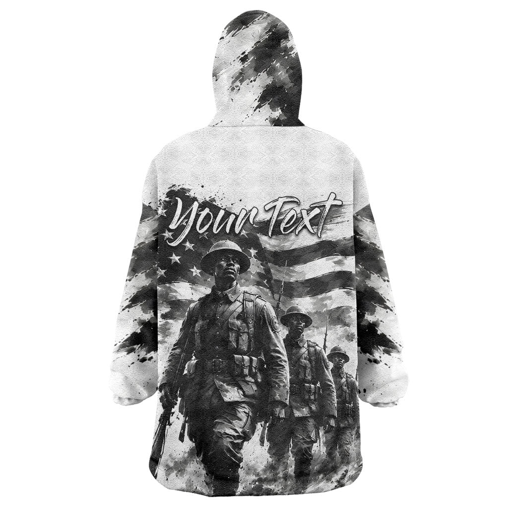 Personalized Harlem Hellfighters Wearable Blanket Hoodie WWI African American Soldiers Monochrome Grunge Sketch Art