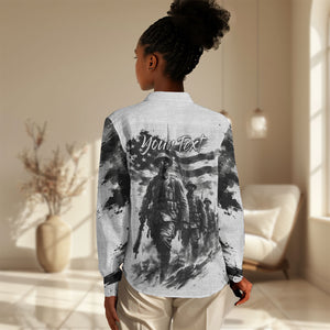 Personalized Harlem Hellfighters Women Casual Shirt WWI African American Soldiers Monochrome Grunge Sketch Art