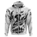 Personalized Harlem Hellfighters Zip Hoodie WWI African American Soldiers Monochrome Grunge Sketch Art