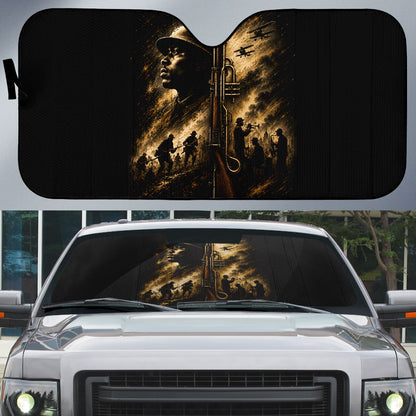 Harlem Hellfighters WWI Soldier Auto Sun Shade Vintage Military Jazz Band Artwork