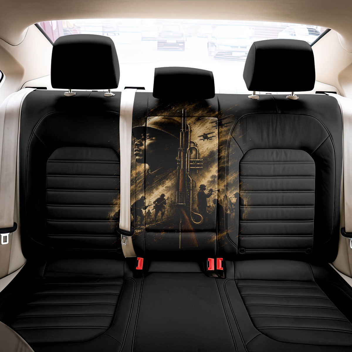 Harlem Hellfighters WWI Soldier Back Car Seat Cover Vintage Military Jazz Band Artwork