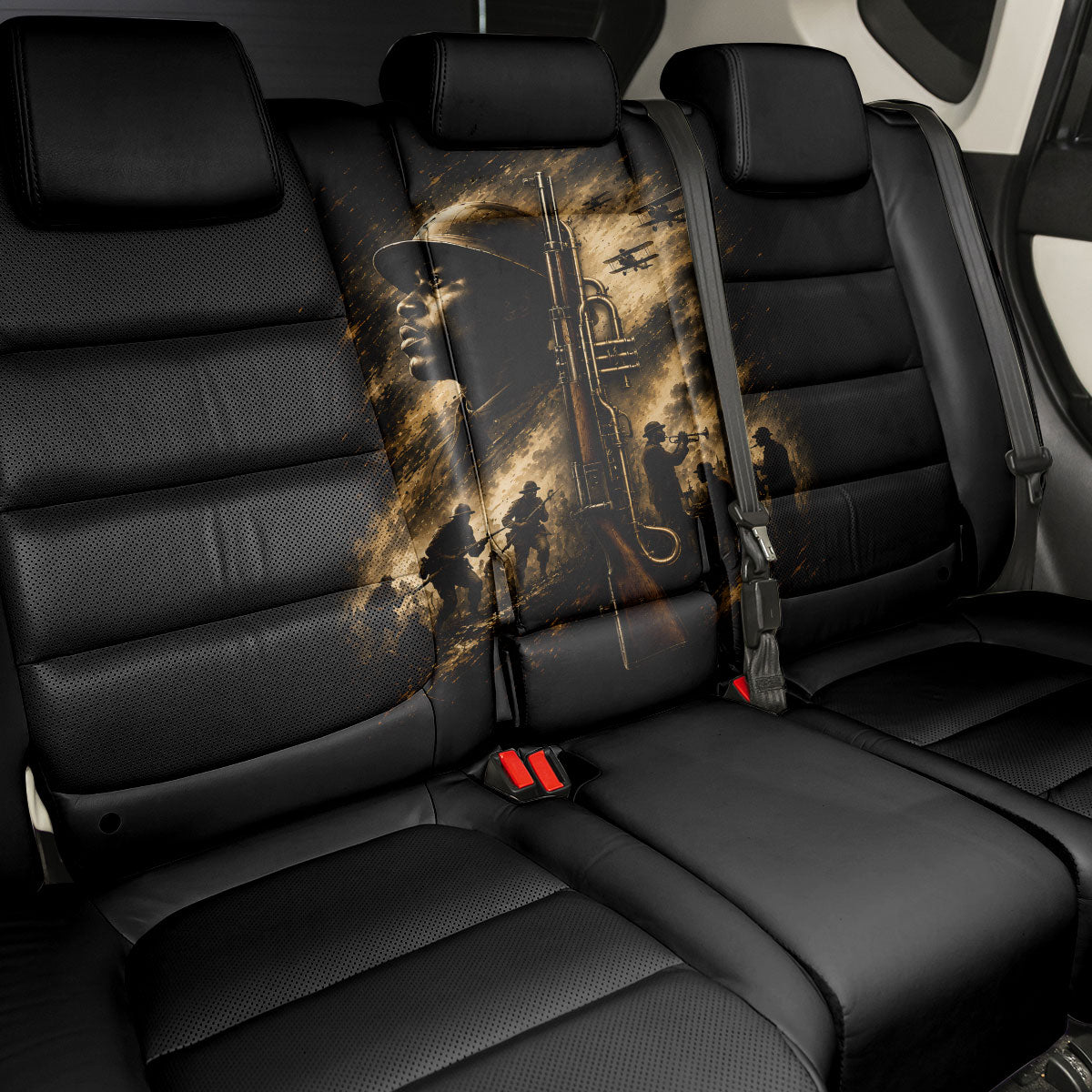 Harlem Hellfighters WWI Soldier Back Car Seat Cover Vintage Military Jazz Band Artwork