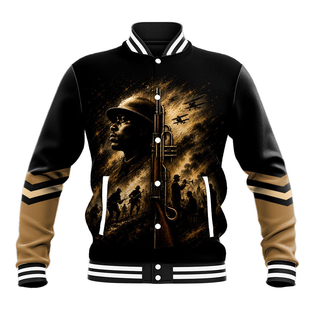 Harlem Hellfighters WWI Soldier Baseball Jacket Vintage Military Jazz Band Artwork