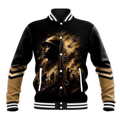 Harlem Hellfighters WWI Soldier Baseball Jacket Vintage Military Jazz Band Artwork
