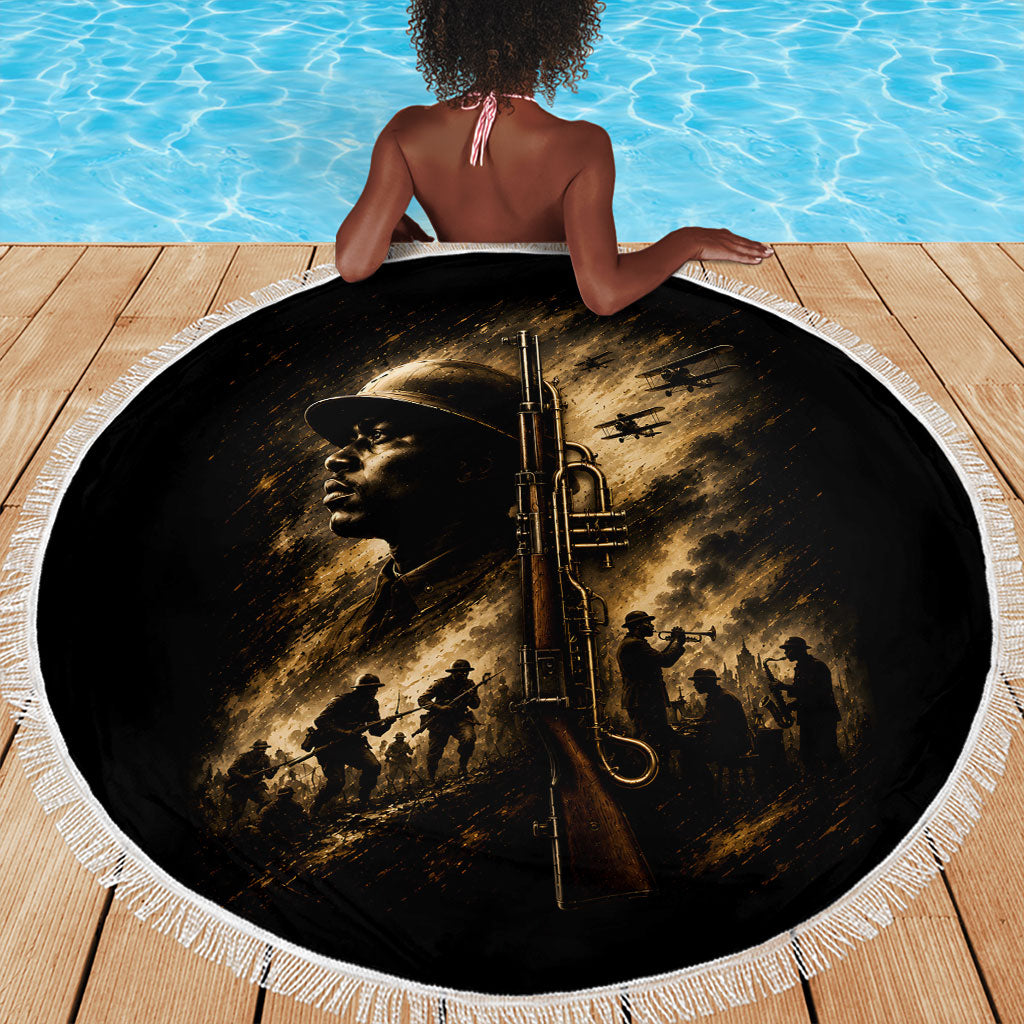 Harlem Hellfighters WWI Soldier Beach Blanket Vintage Military Jazz Band Artwork