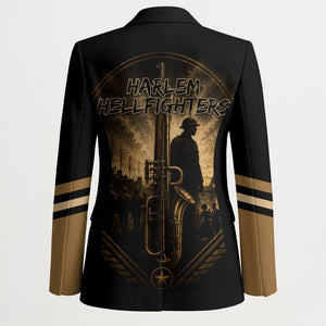 Harlem Hellfighters WWI Soldier Blazer Vintage Military Jazz Band Artwork
