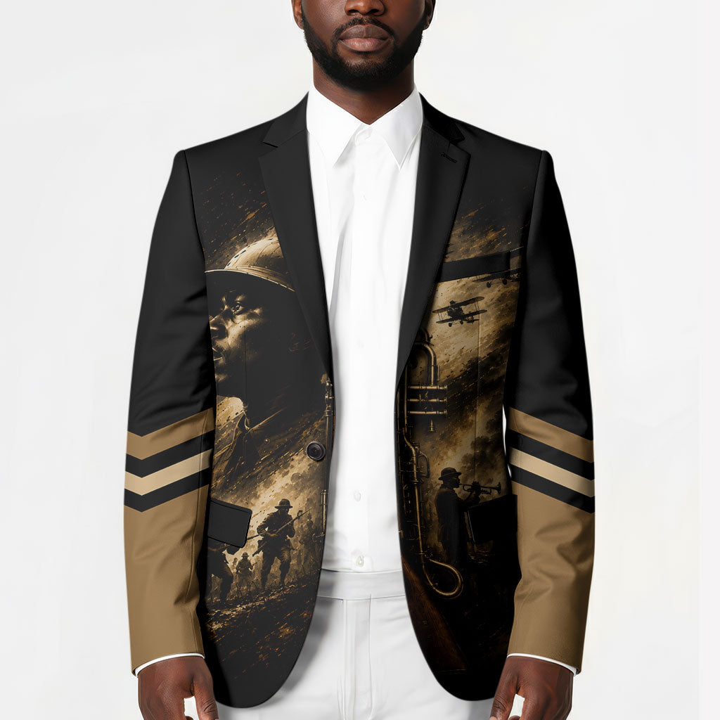 Harlem Hellfighters WWI Soldier Blazer Vintage Military Jazz Band Artwork