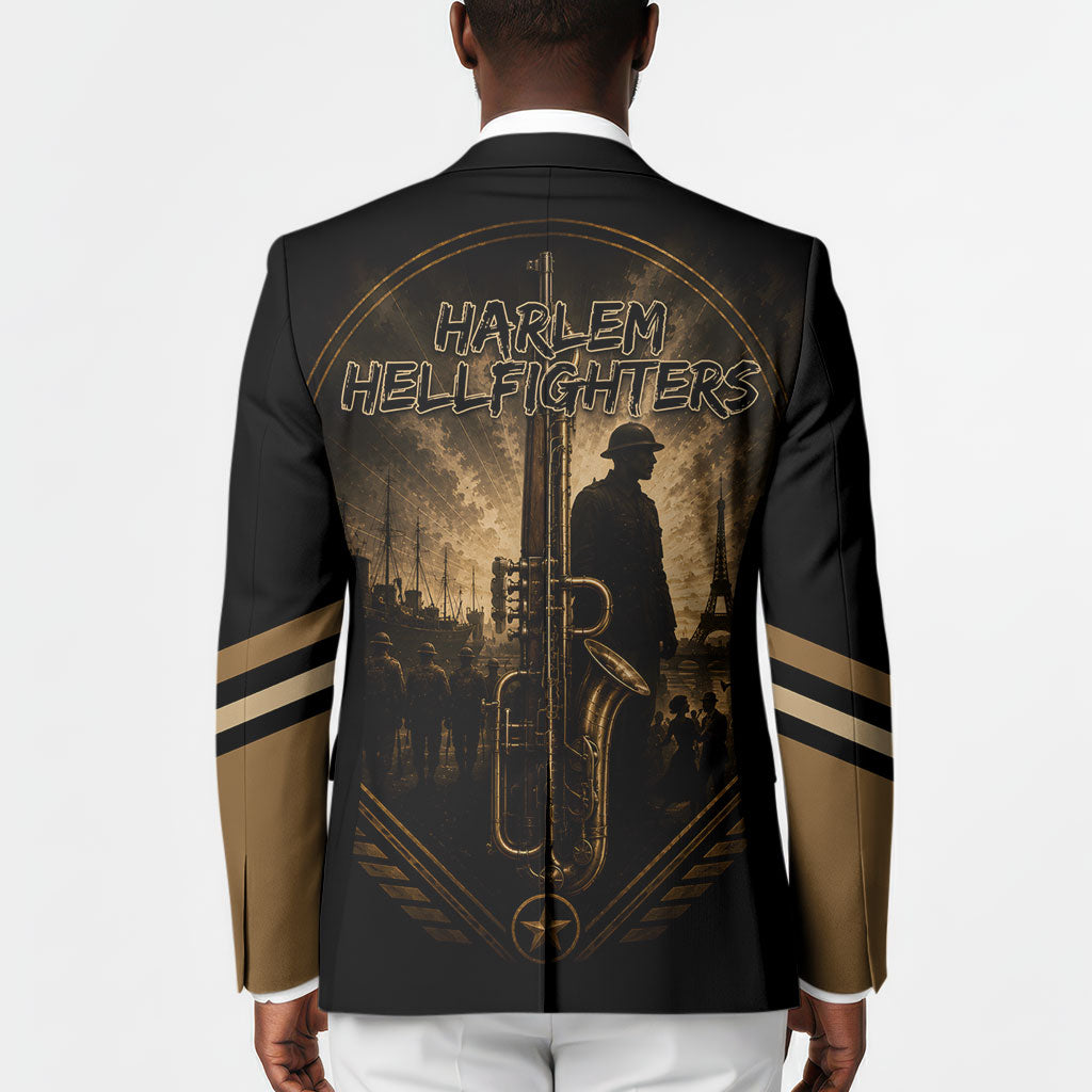 Harlem Hellfighters WWI Soldier Blazer Vintage Military Jazz Band Artwork