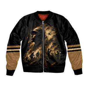 Harlem Hellfighters WWI Soldier Bomber Jacket Vintage Military Jazz Band Artwork