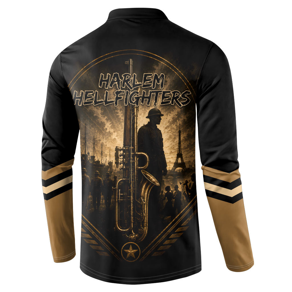 Harlem Hellfighters WWI Soldier Button Sweatshirt Vintage Military Jazz Band Artwork