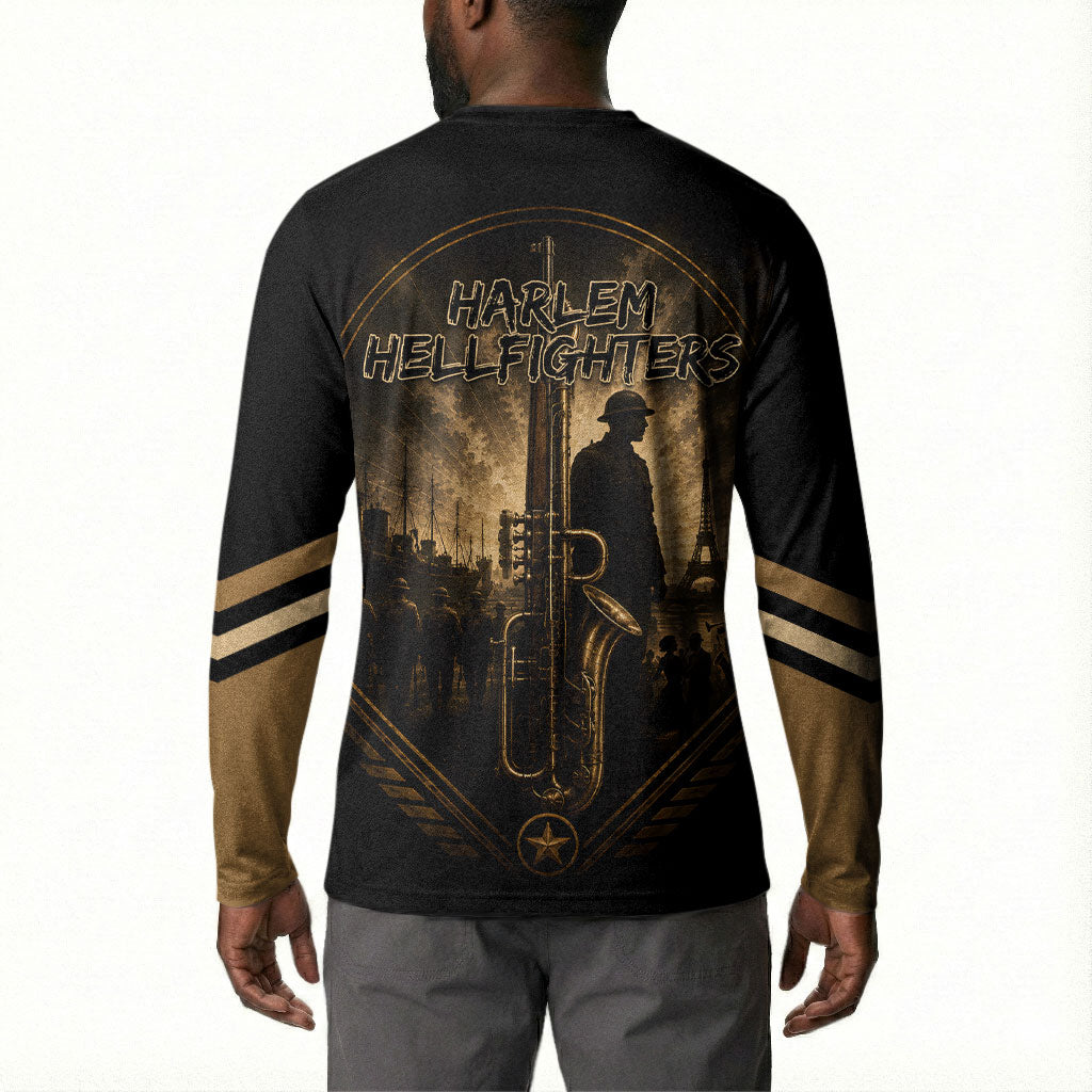 Harlem Hellfighters WWI Soldier Button Sweatshirt Vintage Military Jazz Band Artwork