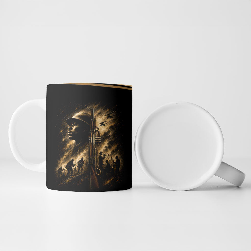 Harlem Hellfighters WWI Soldier Ceramic Mug Vintage Military Jazz Band Artwork