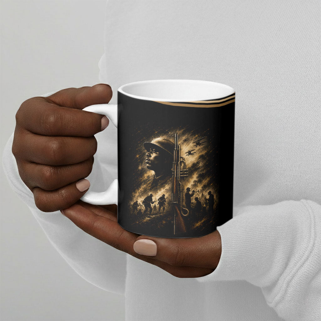 Harlem Hellfighters WWI Soldier Ceramic Mug Vintage Military Jazz Band Artwork