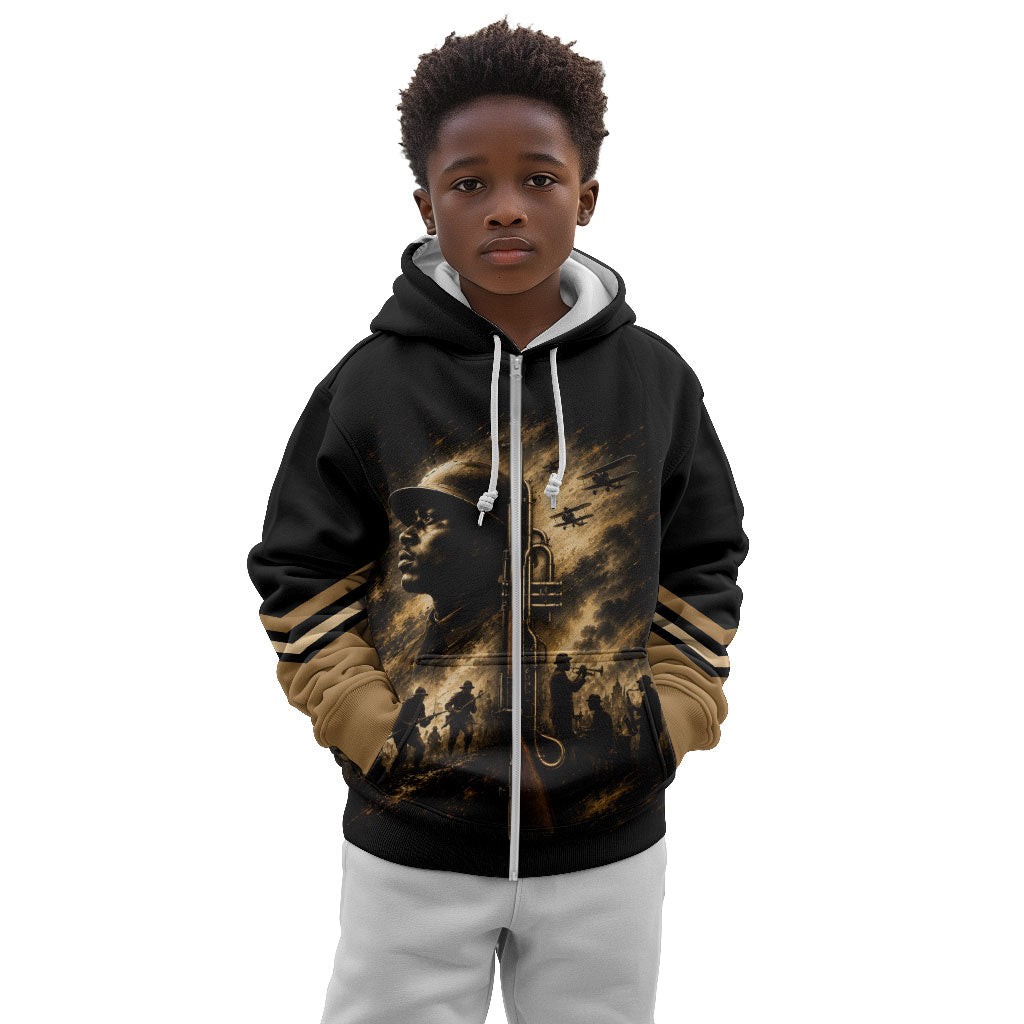Harlem Hellfighters WWI Soldier Kid Hoodie Vintage Military Jazz Band Artwork