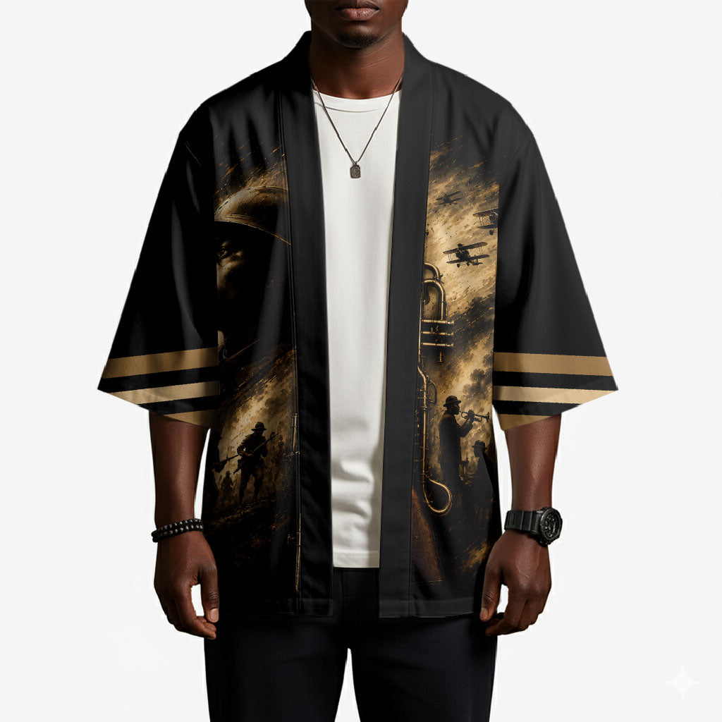 Harlem Hellfighters WWI Soldier Kimono Vintage Military Jazz Band Artwork