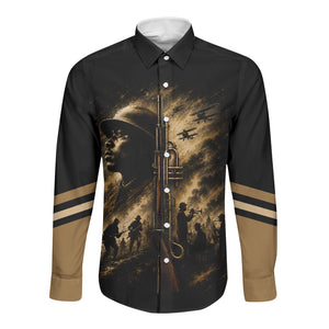 Harlem Hellfighters WWI Soldier Long Sleeve Button Shirt Vintage Military Jazz Band Artwork