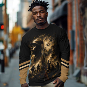 Harlem Hellfighters WWI Soldier Long Sleeve Shirt Vintage Military Jazz Band Artwork