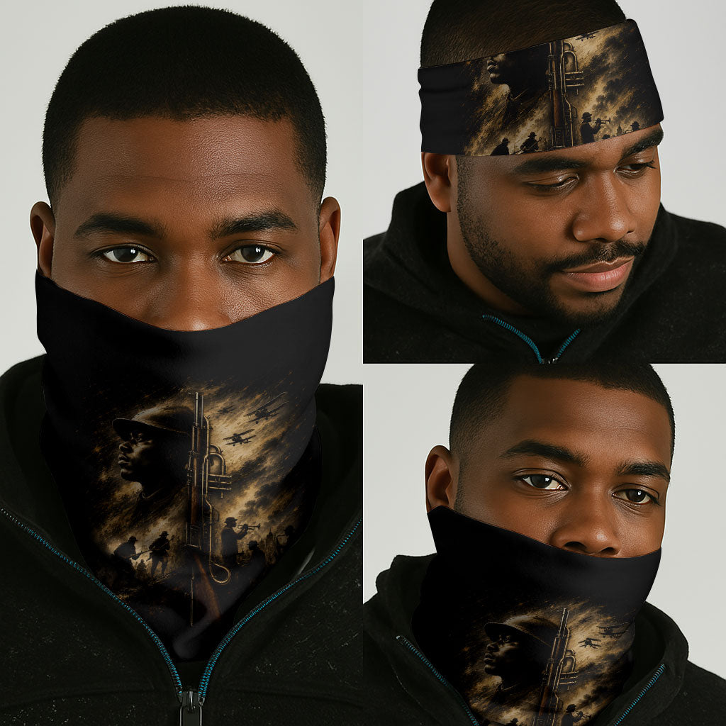 Harlem Hellfighters WWI Soldier Neck Gaiter Vintage Military Jazz Band Artwork