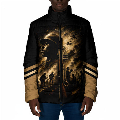 Harlem Hellfighters WWI Soldier Padded Jacket Vintage Military Jazz Band Artwork