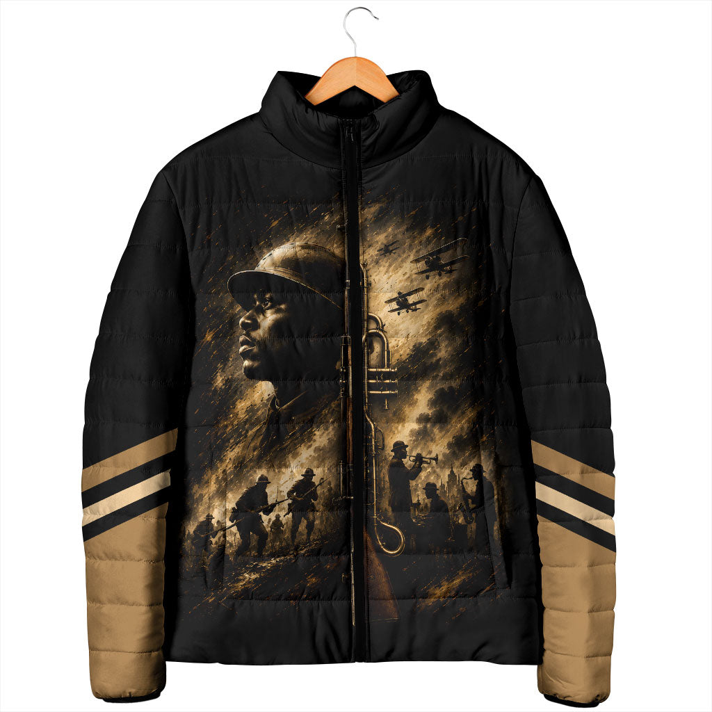 Harlem Hellfighters WWI Soldier Padded Jacket Vintage Military Jazz Band Artwork