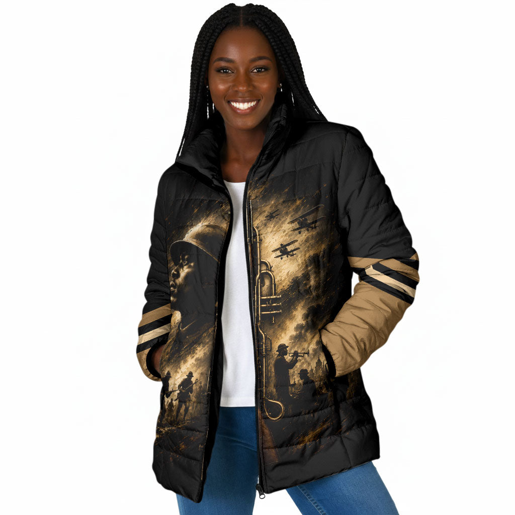 Harlem Hellfighters WWI Soldier Padded Jacket Vintage Military Jazz Band Artwork