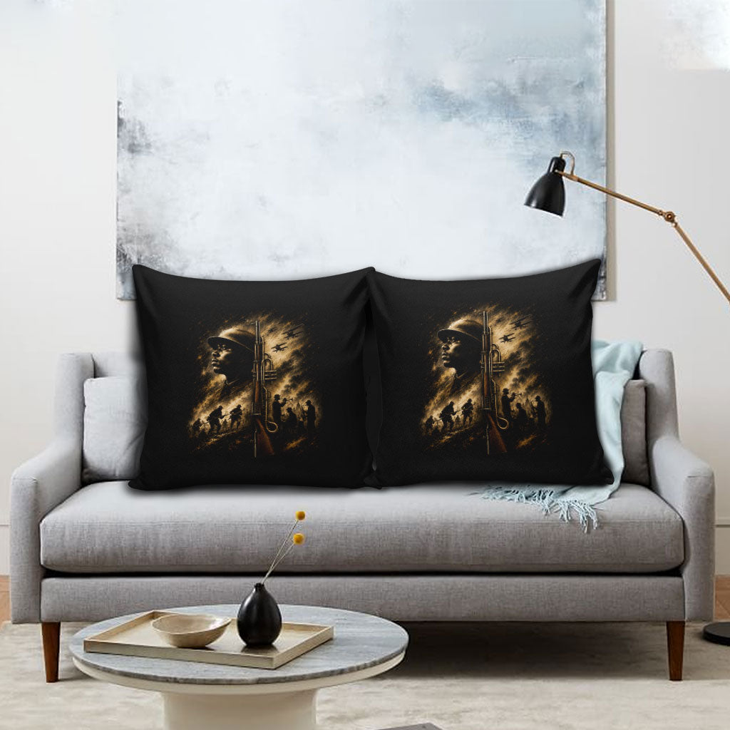 Harlem Hellfighters WWI Soldier Pillow Cover Vintage Military Jazz Band Artwork