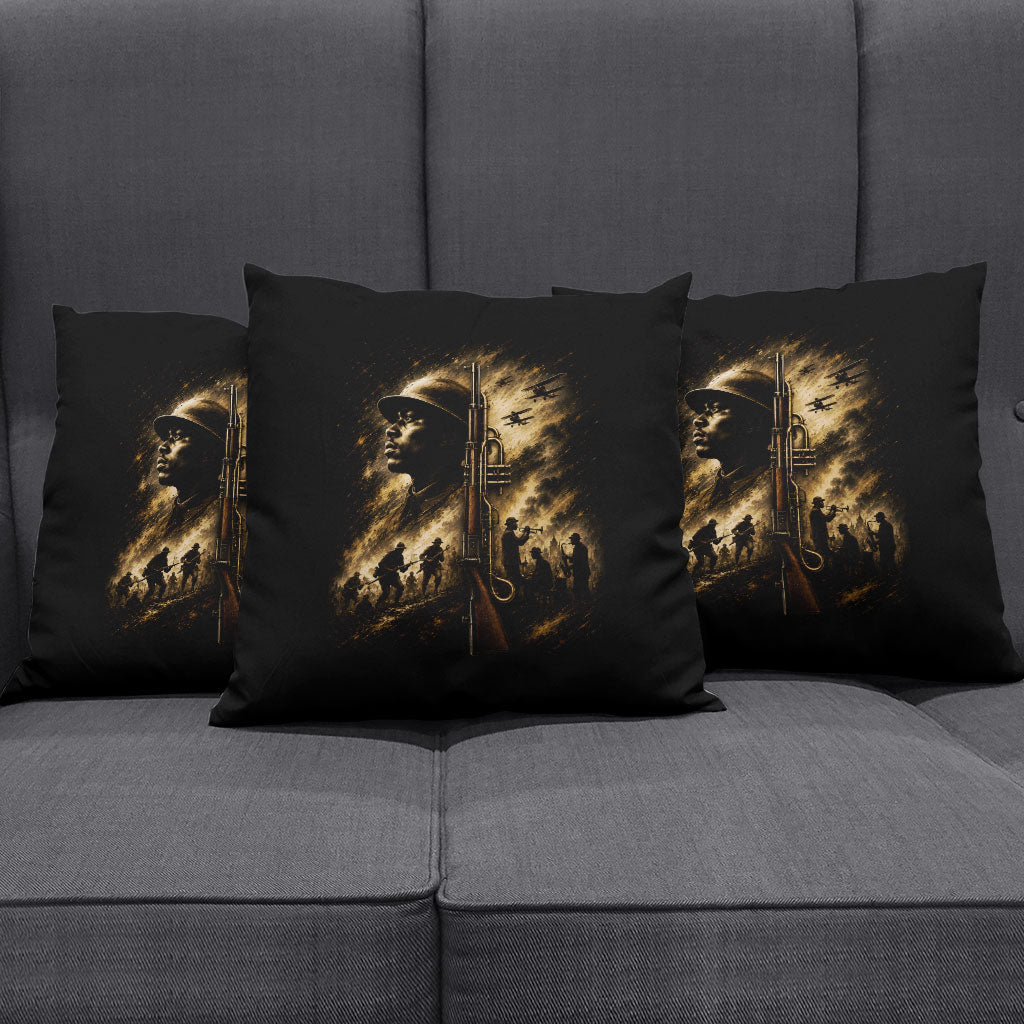 Harlem Hellfighters WWI Soldier Pillow Cover Vintage Military Jazz Band Artwork