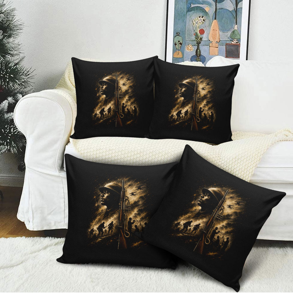 Harlem Hellfighters WWI Soldier Pillow Cover Vintage Military Jazz Band Artwork