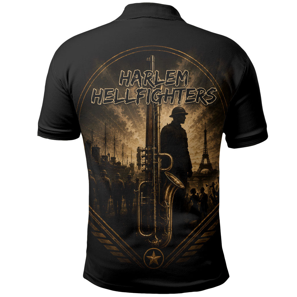 Harlem Hellfighters WWI Soldier Polo Shirt Vintage Military Jazz Band Artwork