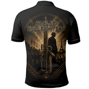 Harlem Hellfighters WWI Soldier Polo Shirt Vintage Military Jazz Band Artwork