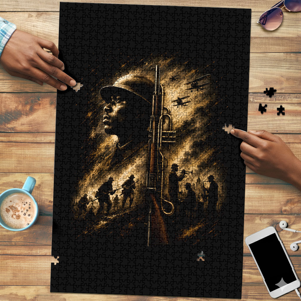 Harlem Hellfighters WWI Soldier Puzzle Vintage Military Jazz Band Artwork
