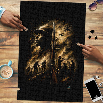 Harlem Hellfighters WWI Soldier Puzzle Vintage Military Jazz Band Artwork