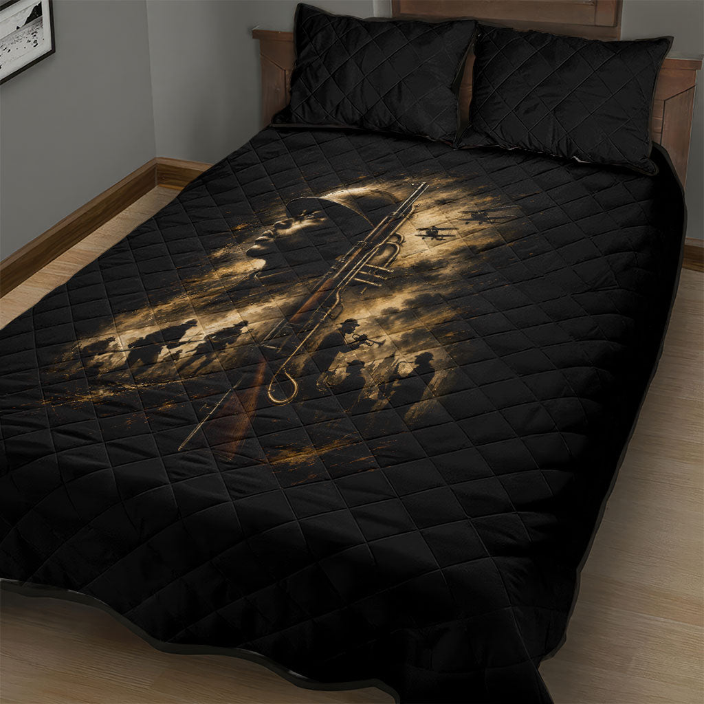 Harlem Hellfighters WWI Soldier Quilt Bed Set Vintage Military Jazz Band Artwork
