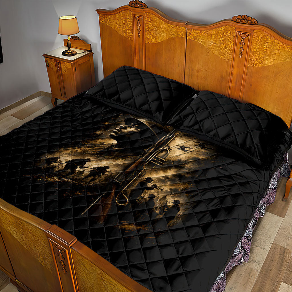 Harlem Hellfighters WWI Soldier Quilt Bed Set Vintage Military Jazz Band Artwork