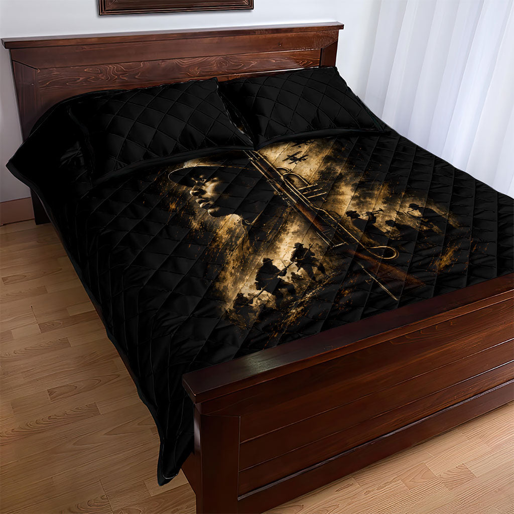 Harlem Hellfighters WWI Soldier Quilt Bed Set Vintage Military Jazz Band Artwork