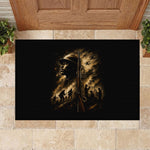 Harlem Hellfighters WWI Soldier Rubber Doormat Vintage Military Jazz Band Artwork