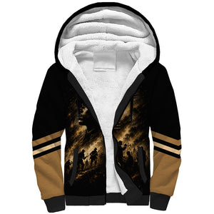 Harlem Hellfighters WWI Soldier Sherpa Hoodie Vintage Military Jazz Band Artwork