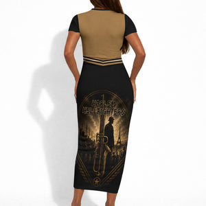 Harlem Hellfighters WWI Soldier Short Sleeve Bodycon Dress Vintage Military Jazz Band Artwork