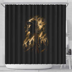 Harlem Hellfighters WWI Soldier Shower Curtain Vintage Military Jazz Band Artwork