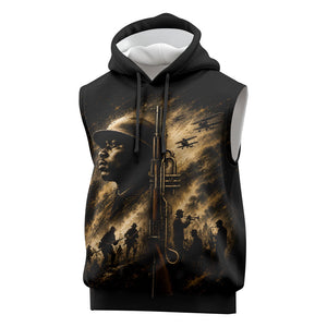 Harlem Hellfighters WWI Soldier Sleeveless Hoodie Vintage Military Jazz Band Artwork