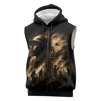 Harlem Hellfighters WWI Soldier Sleeveless Hoodie Vintage Military Jazz Band Artwork