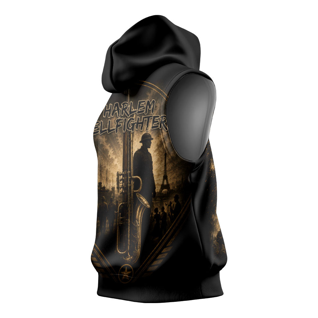 Harlem Hellfighters WWI Soldier Sleeveless Hoodie Vintage Military Jazz Band Artwork