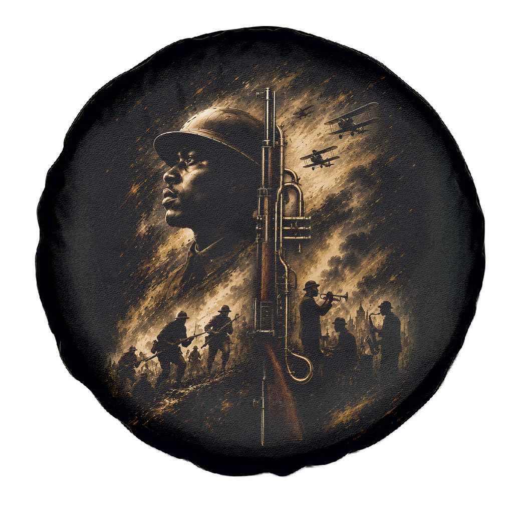 Harlem Hellfighters WWI Soldier Spare Tire Cover Vintage Military Jazz Band Artwork